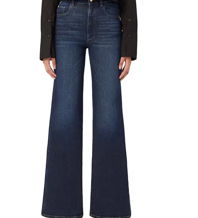 Dl1961 Women Hepburn Wide Leg High Rise Vintage 32" Mediterranean Denim Jeans In Blue