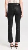 Dl1961 Women's Mara Straight: Mid Rise Instasculpt Ankle Jeans, Black Coated Pan In Black