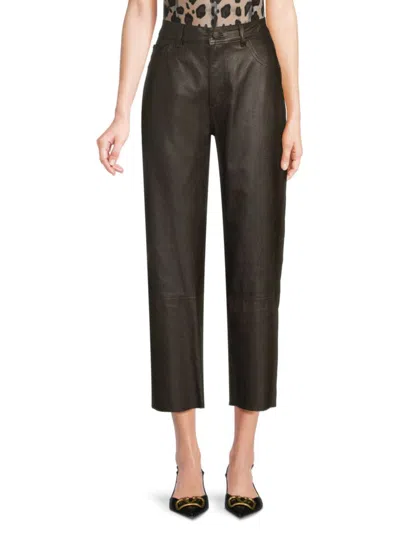Dl1961 Women's Patti Straight-leg Leather Pants In Mahogony
