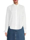 Dl1961 Women's Ruffle-neck Cotton Shirt In White