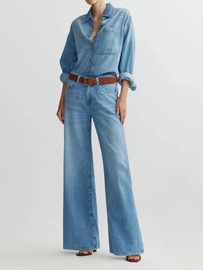 Dl1961 - Women's Addison Collared Overshirt In Riverbank In Blue