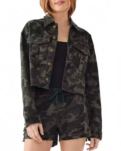Dl1961 - Women's Annie Denim Lightweight Cropped Jacket In Green/kavala In Animal Print