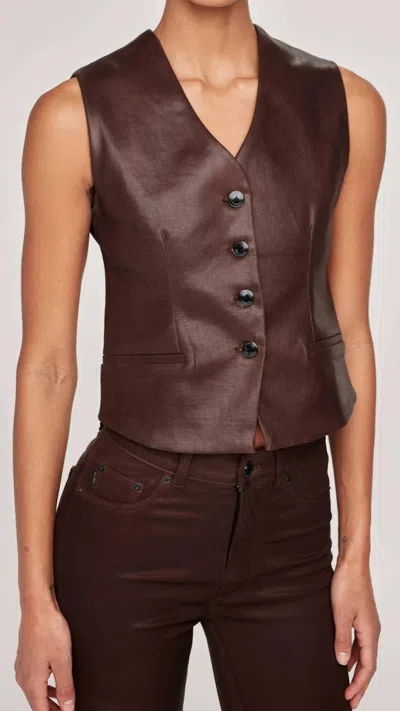 Dl1961 - Women's Denim Tailored Vest In Coated Walnut In Brown
