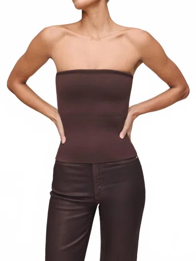 Dl1961 - Women's Fine Knit Tube Top In Espresso Brown In Animal Print