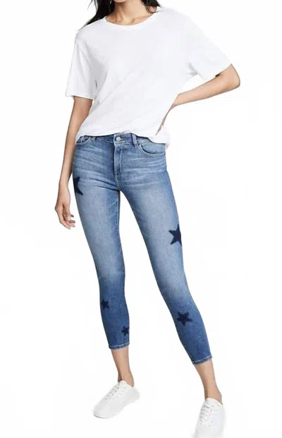Dl1961 - Women's Florence Crop Mid Rise Instasculpt Skinny Jeans In Castor, Blue, Print In White