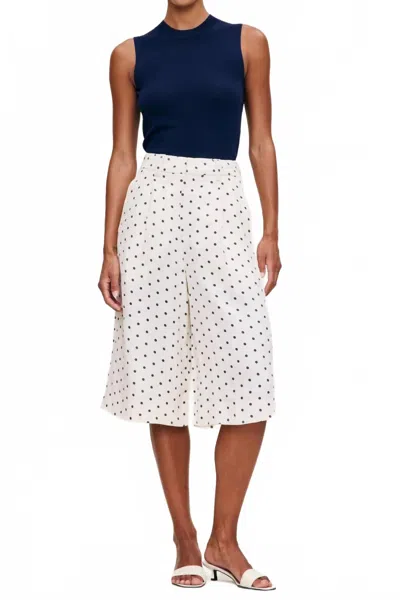 Dl1961 - Women's Hepburn High Rise Linen Short In Navy Polka Dots In Neutral