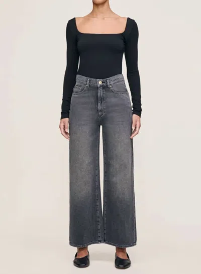 Dl1961 - Women's Hepburn Wide Leg Ankle Jean In Nightshade Aura In Black