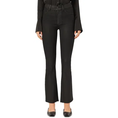 Dl1961 Womens High Rise Coated Cropped Jeans In Black