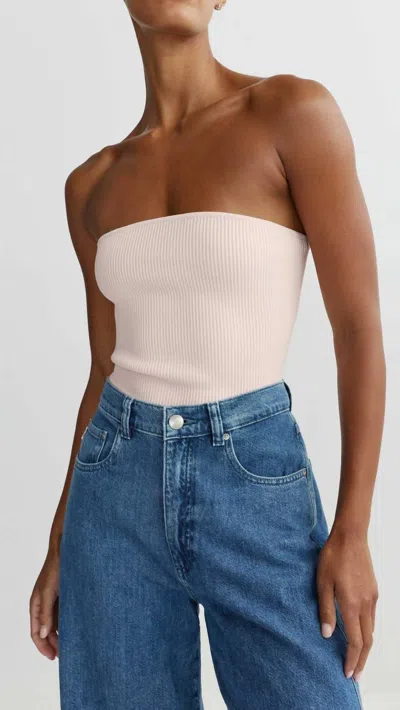 Dl1961 - Women's Instasculpt Ribbed Tube Top In Pale Pink In White