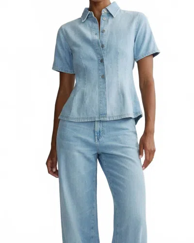 Dl1961 - Women's Joice Short Sleeve Denim Shirt In Beachfront Aura In Blue