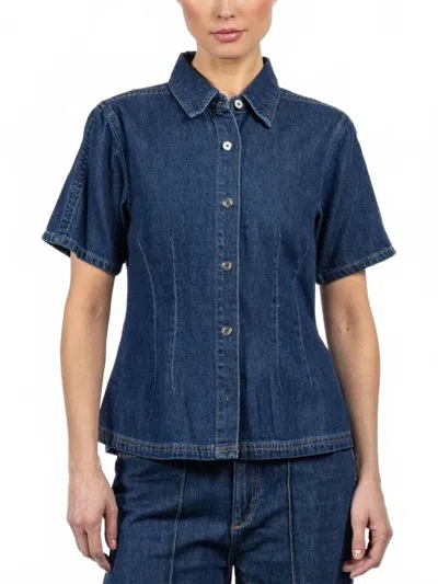 Dl1961 - Women's Joice Short Sleeve Denim Shirt In Blue In Multi