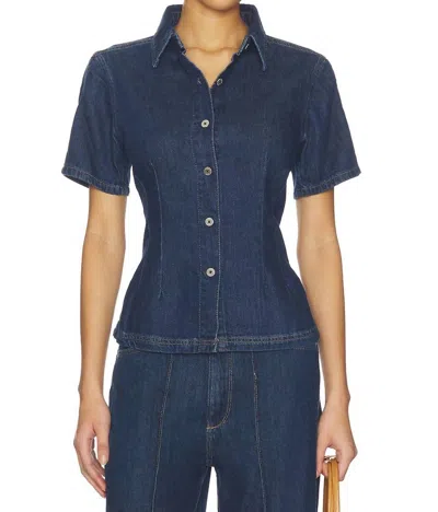 Dl1961 - Women's Joice Short Sleeve Shirt In Inkwell In Blue