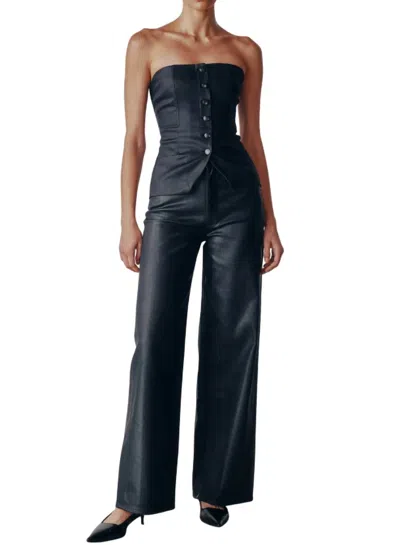 Dl1961 - Women's Karmine Coated Wide Leg Jeans In Black In Blue