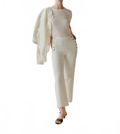 Dl1961 - Women's Karmine Refined Wide Leg High Rise 28" Jeans In White Sailor In Neutral