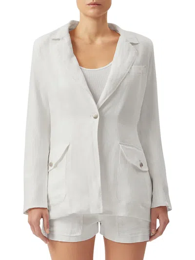 Dl1961 Womens Linen Office One-button Blazer In White