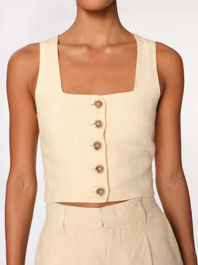 Dl1961 - Women's Lizzie Top Cropped Wheat Linen In Neutral