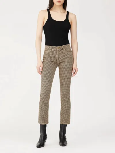 Dl1961 - Women's Mara Mid-rise Straight Ankle Pant In Houndstooth In Brown