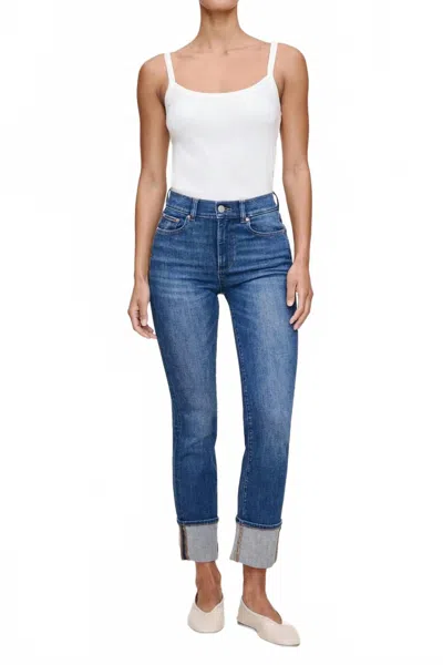 Dl1961 - Women's Mara Straight Ankle Straight Leg Jean In Solace Cuffed In White