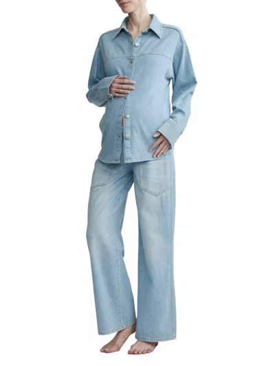 Dl1961 - Women's Maternity Hepburn Wide Leg Jean In Beachfront Aura In Blue