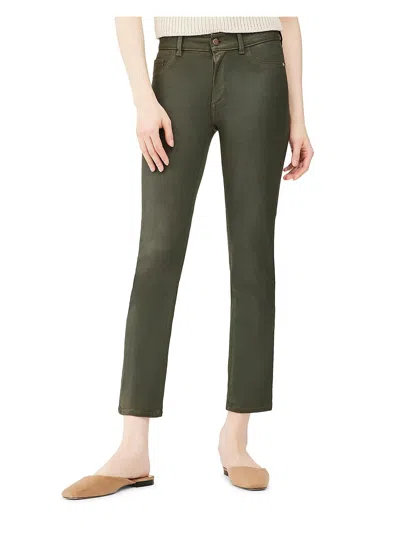 Dl1961 Womens Mid-rise Coated Straight Leg Jeans In Green