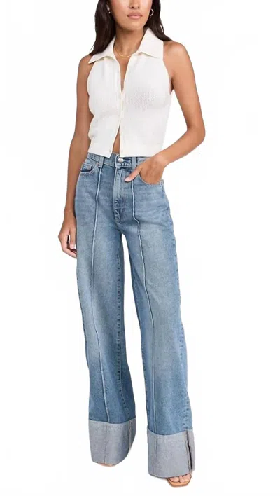 Dl1961 - Women's Wide Leg High Waist Cuff Jeans In Springdale In White