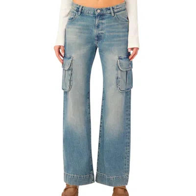Dl1961 - Women's Zoie Wide Leg Low Rise Relaxed Vintage In Aged Mid Cargo In Blue