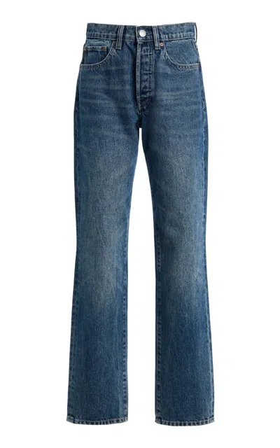 Dl1961 X Olympia Of Greece Exclusive Olympia Slim Straight Mid-rise Jeans In Blue