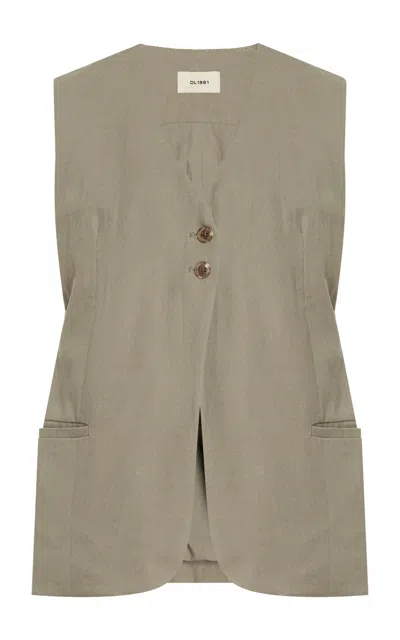 Dl1961 Zia Cotton-linen Vest In Olive