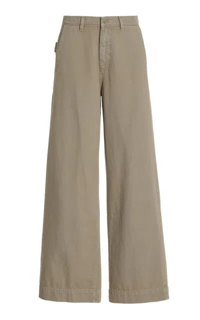 Dl1961 Zoie Cotton-linen Wide-leg Pants In Olive