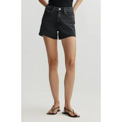 Dl1961 Zoie Raw Hem High Waist Relaxed Denim Shorts In Black