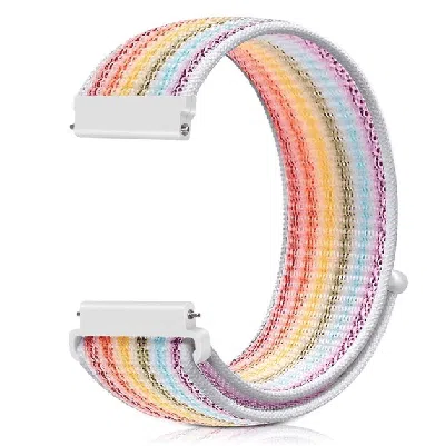 Dlm 20mm Woven Nylon Sport Loop Watch Band Strap Quick Release Spring Pins Usa, Colorful In Multi