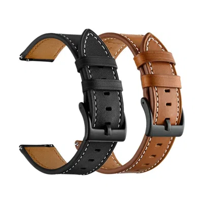 Dlm 22mm Classic Genuine Leather Watch Band Strap Quick Release Wristband In Black