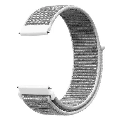 Dlm 22mm Woven Nylon Sport Loop Watch Band Strap Quick Release Spring Pins Usa, Seashell In Silver