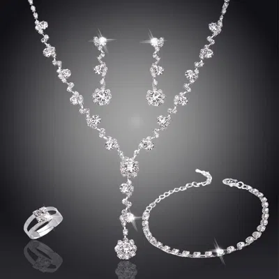 Dlm 5pcs Women's Fashion Necklace Rings Earrings And Bracelet Set For Wedding Jewelry Luxury Artificial  In Black