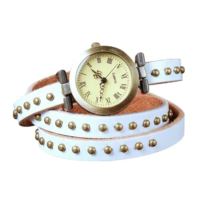 Dlm Fashionable Rivet Leather Belt Retro Watch Hand Chain In Black