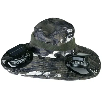 Dlm Outdoor Wide Brim Sun Hat With 2 Rechargeable Fans Solar Powered 3 Wind Speeds Upf50+ Breathable Wat In Black
