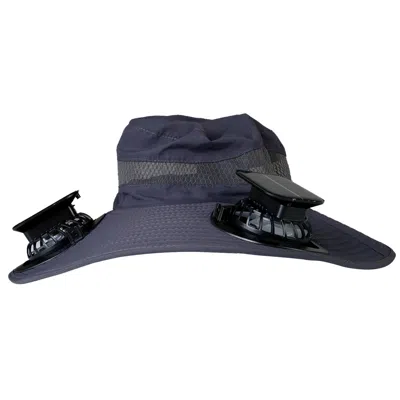 Dlm Outdoor Wide Brim Sun Hat With 2 Rechargeable Fans Solar Powered 3 Wind Speeds Upf50+ Breathable Wat In Blue
