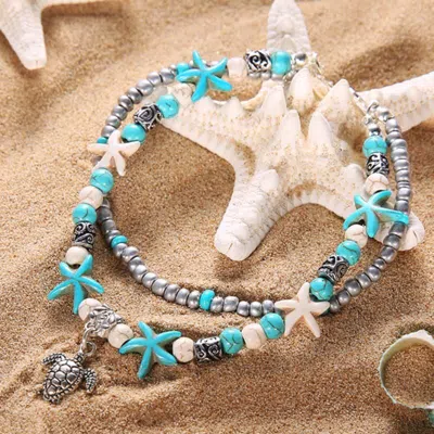 Dlm Sea Turtle Anklet In Blue