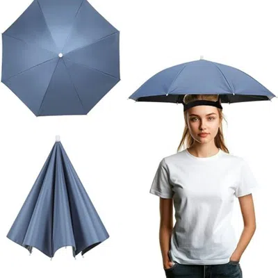 Dlm Umbrella Hat, Fishing Hat Hands Free Waterproof Adjustable Sun Rain Cap Hat With Elastic Band Fit Fo In Blue