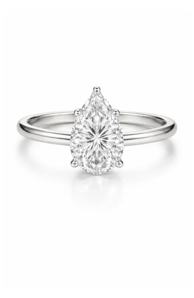 Dloria 2 Ct. Pear-cut Moissanite Vvs1 Ring In Silver