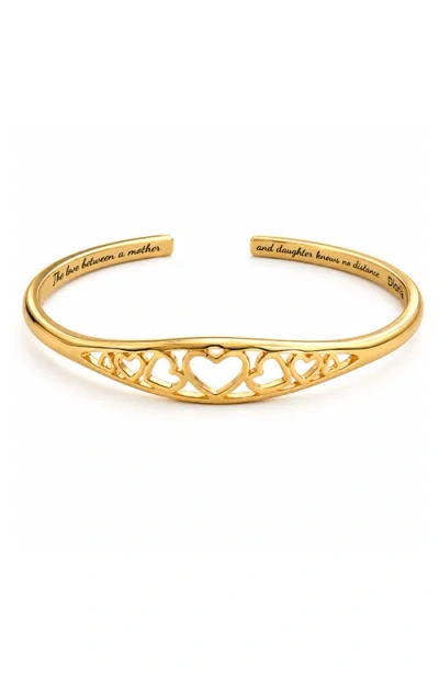 Dloria Adjustable Engraved Mother Daughter Heart Cuff Bracelet In Gold