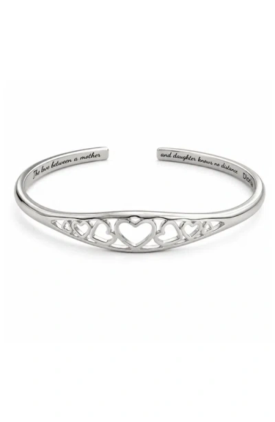 Dloria Adjustable Engraved Mother Daughter Heart Cuff Bracelet In Silver