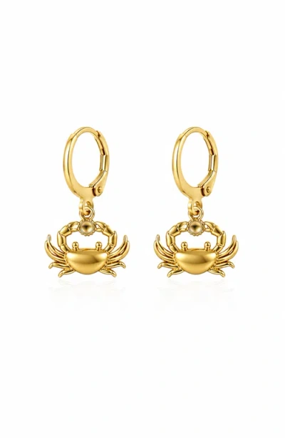 Dloria Coastal Crab Huggie Dangle Earrings In Gold