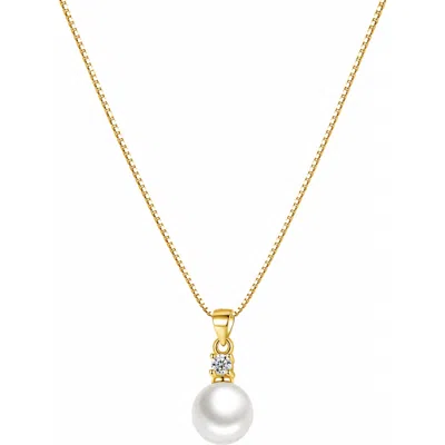 Dloria Gold-plated Cubic Zirconia Faux Pearl Pendant Necklace