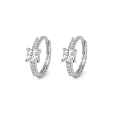 Dloria Lila Square-cut Huggie Hoop Earrings In Silver