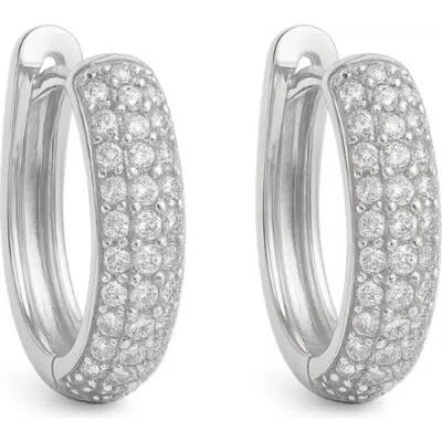 Dloria Nadia Pavé Huggie Hoop Earrings In Silver