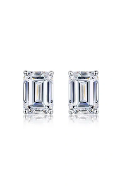 Dloria Valentina Moissanite 1 Ct. Emerald Cut Stud Earrings In Metallic
