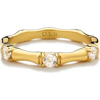 D.louise Bamboo Cubic Zirconia Ring In Gold