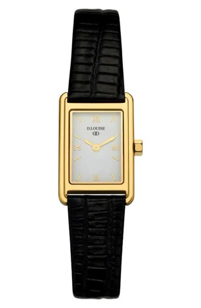 D.louise Classic Leather Strap Watch, 25mm X 19mm In Black
