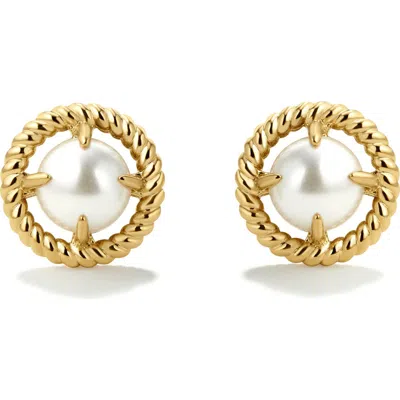 D.louise Imitation Pearl Stud Earrings In Gold